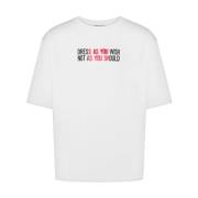 Slogan Print Logo Crew Neck T-shirt Moschino , White , Heren