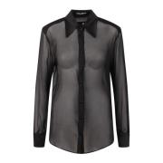 Halfdoorzichtige Mesh Shirt met Mesh Panelen Dolce & Gabbana , Black ,...