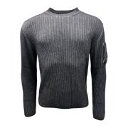 Ribgebreide Crew Neck Trui Zwart-Taupe C.p. Company , Gray , Heren