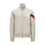 Tricolour Trim Zip-Up Sweatshirt Beige Moncler , Beige , Heren