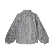 Embrostripe Blouse Lange Mouw Summum Woman , Gray , Dames