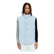 Geruite Omkeerbare Vest met Opstaande Kraag Thom Browne , Blue , Heren