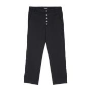 Navy Blue Wool Cropped Trousers Dondup , Blue , Dames