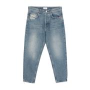 Blauwe Denim Jeans Straight Leg Amish , Blue , Heren