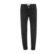 Zwarte Distressed Katoenen Jeans One Teaspoon , Black , Dames