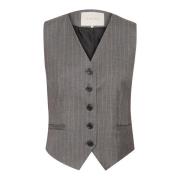 Donkergrijze Pinstripe Vestjas Kaffe , Gray , Dames