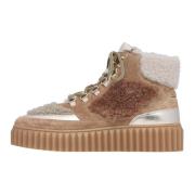 Leather and wool sneakers EVA Hike Voile Blanche , Brown , Dames