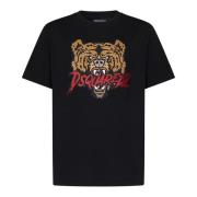 Zwart Grafisch Print T-Shirt Cool Fit Dsquared2 , Black , Heren