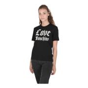 Zwarte Katoenen T-Shirt Love Moschino , Black , Dames