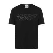 Logo Print Crew Neck T-shirt Moschino , Black , Heren