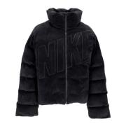 Velvet Puffer Jas Zwart Nike , Black , Dames