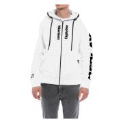 Hoodie met Zakken en Print Replay , White , Heren