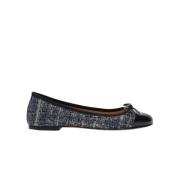 Blauwe Tweed Ballerina`s met Veters Scarosso , Blue , Dames