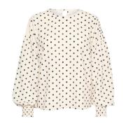 Polka Dot Blouse Top Kaffe , White , Dames