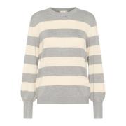 Gestreepte Pullover Trui Grijs Melange Kaffe , Gray , Dames