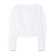 Witte Poplin Boothals Top Jacquemus , White , Dames