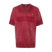 Logo Print Crew Neck T-shirt Dsquared2 , Red , Heren