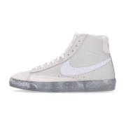 Hoge Sneaker Wit/Groen Gebarsten Leer Nike , White , Heren