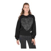 Zwarte katoenen sweatshirt met inlay detail Love Moschino , Black , Da...