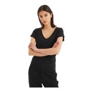 Klassieke Zwarte V-hals T-shirt InWear , Black , Dames