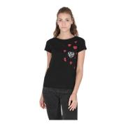 Zwarte Katoenen T-Shirt Love Moschino , Black , Dames