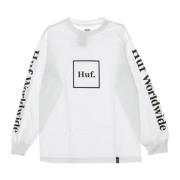 Heren Lange Mouw T-shirt Wit/Zwart HUF , White , Heren