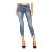 Frayed Hem Skinny Jeans Blauw One Teaspoon , Blue , Dames