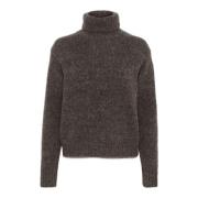 Bruin Melange Gebreide Trui Kaffe , Gray , Dames