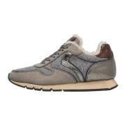 Leather and fabric sneakers Julia FUR Voile Blanche , Gray , Dames