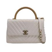 Pre-owned Leather handbags Chanel Vintage , White , Dames