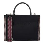 Zwarte Chevron Rand Geborduurd Logo Tas Lanvin , Black , Dames