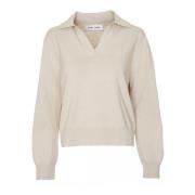 Relaxed Fit V-hals polo trui Samsøe Samsøe , Beige , Dames