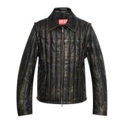 Leren jas L-Albert Diesel , Black , Heren