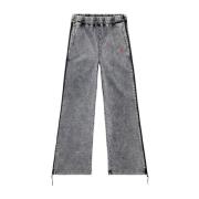 Geborduurde Logo Wijde Broek Diesel , Gray , Dames