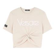 Roze Veiligheidsspeld Logo Geborduurde Tee Versace , Pink , Dames