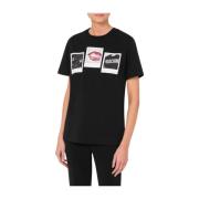 Foto Print Crewneck T-shirts en Polos Moschino , Black , Dames