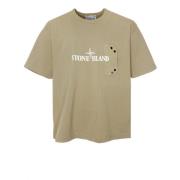 Jersey T-shirt met Logo Print Stone Island , Beige , Heren