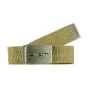 Chroom Lederen Clip Riem Carhartt Wip , Green , Heren