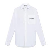 Overhemd met geborduurd logo Palm Angels , White , Heren