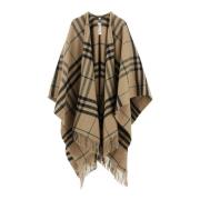 Wollen en Kasjmier Geruite Cape Burberry , Beige , Dames