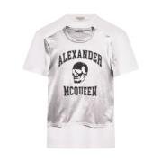 Grafisch Skull Logo Wit T-shirt Alexander McQueen , White , Heren