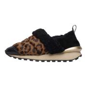 Suede and wool sneakers Qwark Slip FUR Woman Voile Blanche , Brown , D...