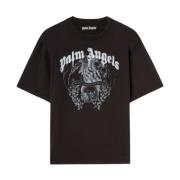 Grafische Print Crew Neck T-shirts Palm Angels , Black , Heren