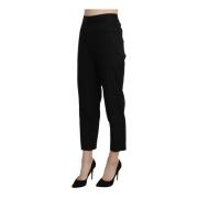 Zwarte Logo Detail Cropped Broek Bencivenga , Black , Dames