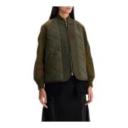 Hybride Nylon Ripstop Bomberjack Sacai , Green , Dames