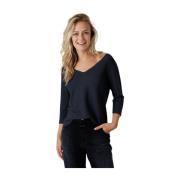 Slate Blue V-Neck Sweater No man's land , Blue , Dames