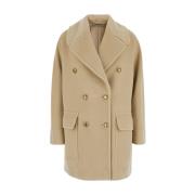 Dubbelbreasted korte jas beige Tagliatore , Beige , Dames