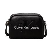 Zwarte Eco Leren Schoudertas Calvin Klein , Black , Dames