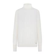 Kasjmier Zijde Geribbelde Trui Kiton , White , Dames