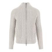 Grijze Wollen Cardigan Hoge Kraag Malo , White , Heren